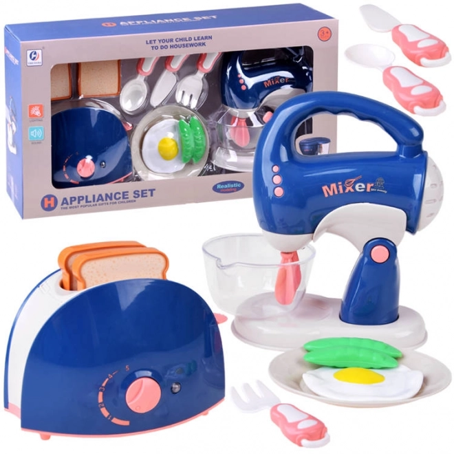 Ensemble cuisine enfant avec mixeur et grille-pain