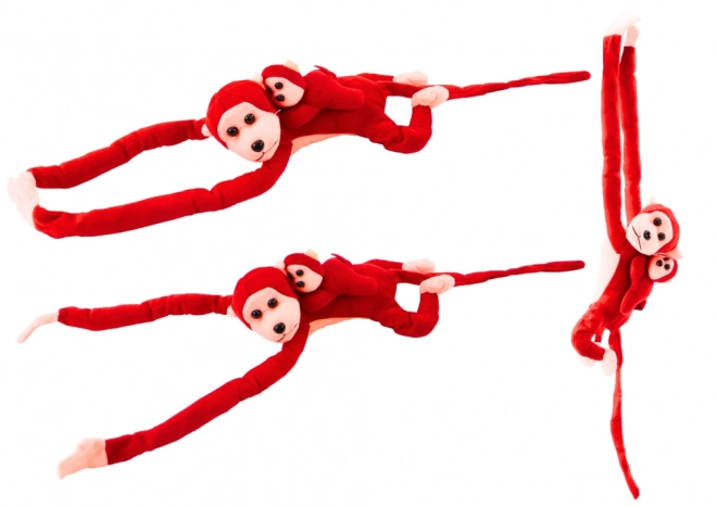 Singe en peluche avec bébé rouge 90 cm
