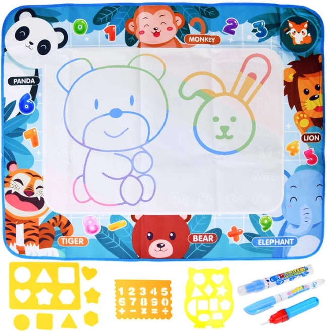 Tapis de dessin à l’eau pour enfants avec pochoirs