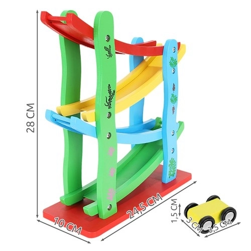 Kruzzel 9349 piste de course colorée 4 petites voitures