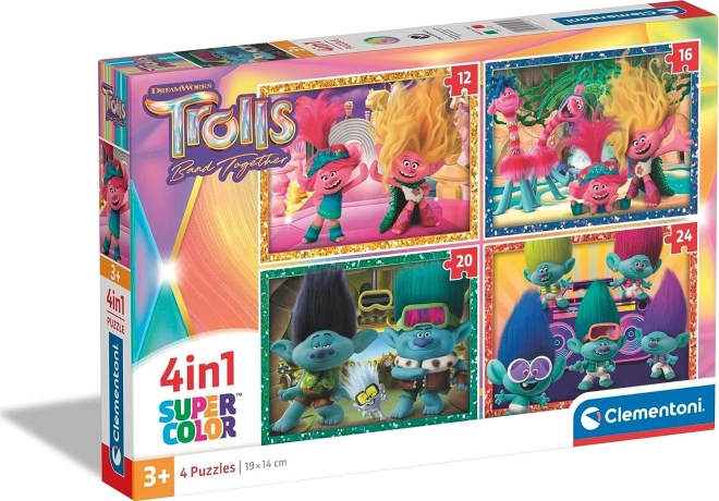 Puzzle 4-en-1 TROLLES SuperColor (12–24 pièces) – CLEMENTONI