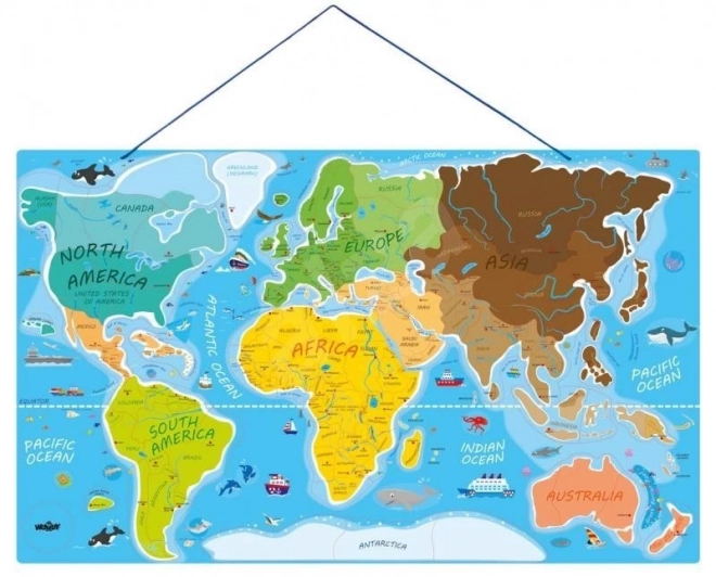 Puzzle magnétique carte du monde - images et jeu 2en1