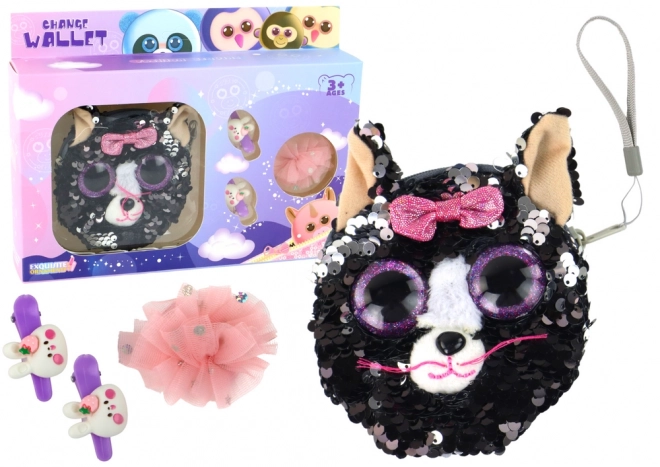 Ensemble pour filles avec pinces et porte-monnaie Chaton