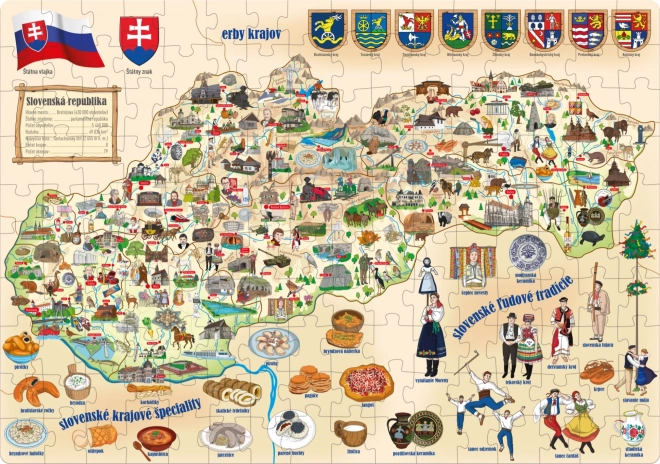 Puzzle carte de Slovaquie populaire 160 pièces