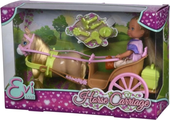Poupée Evi Love dans un carrosse avec petit cheval