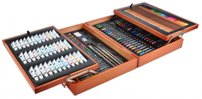 Grande trousse en bois pour petits artistes 174 pièces