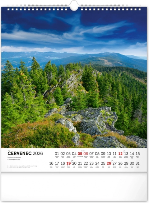 Calendrier mural Šumava 2026