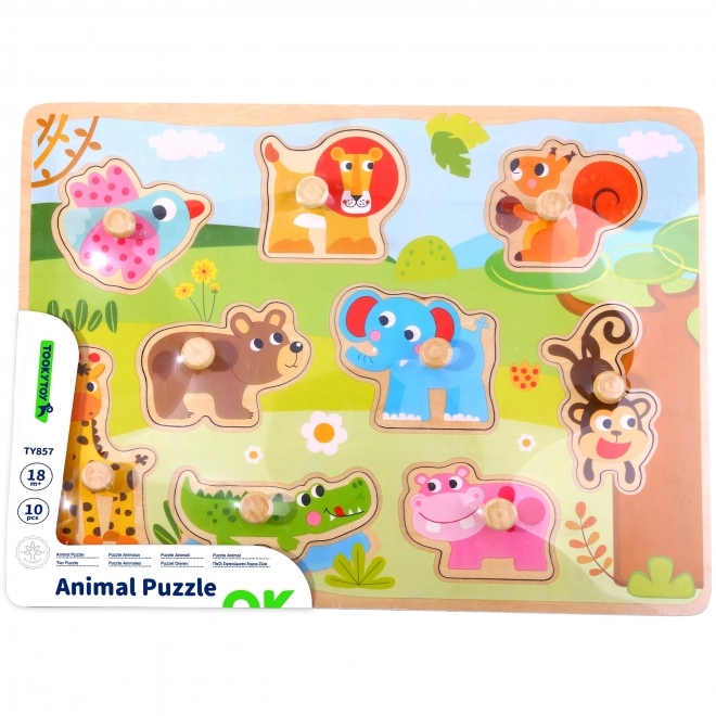 Puzzle en bois avec animaux et poignées