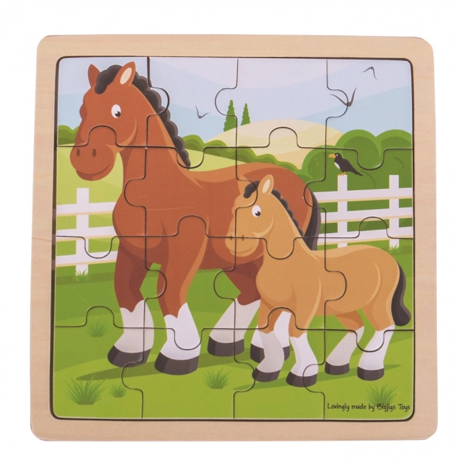 Puzzle Bigjigs Toys - Cheval avec poulain