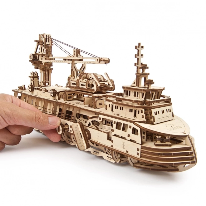 Ugears puzzle 3D - Bateau à vapeur d'exploration 575 pièces