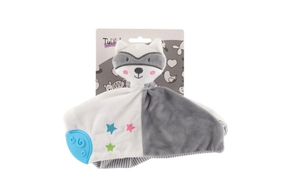 Raton laveur doudou hochet peluche 20x20cm sur carte dans un sac 0+