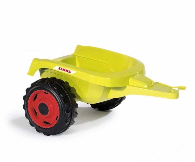 Tracteur à pédales CLAAS Arion 400 avec remorque verte