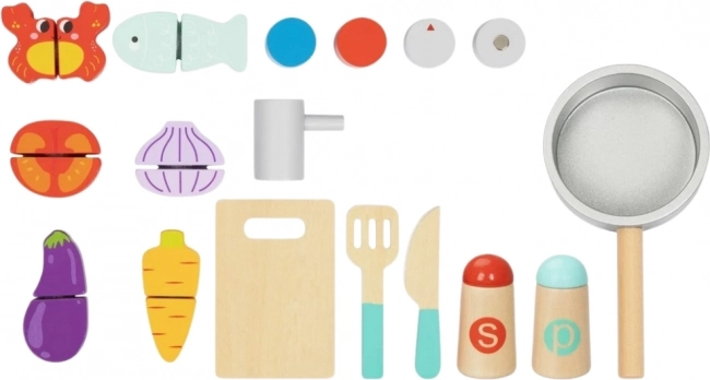 Cuisine en bois avec accessoires pour le petit cuisinier