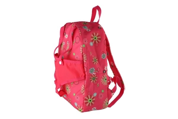Sac à dos rose avec porte-poupée au motif fleuri