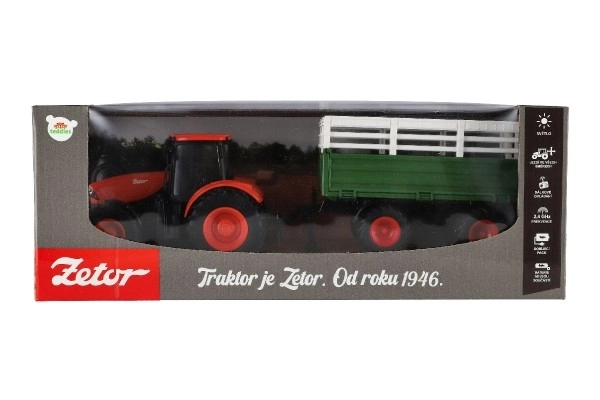 Tracteur ZETOR pour enfants à télécommande avec remorque, lumières et sons, 42 cm