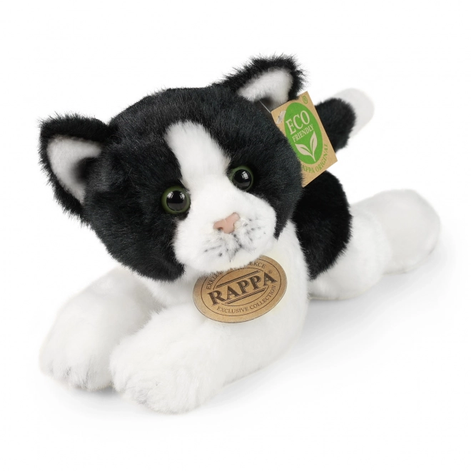 Chat en peluche blanc-noir couché 16 cm ECO-FRIENDLY