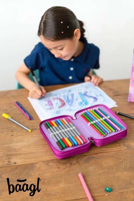 BAAGL Trousse scolaire à trois compartiments Royaume des Licornes