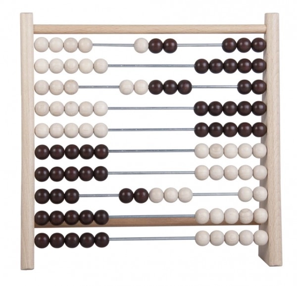 Compteur 100 billes bois/métal 24x23cm dans un sac