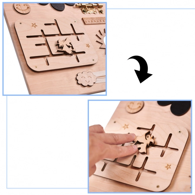 Planche de manipulation en bois horloge rose 75 x 50 cm