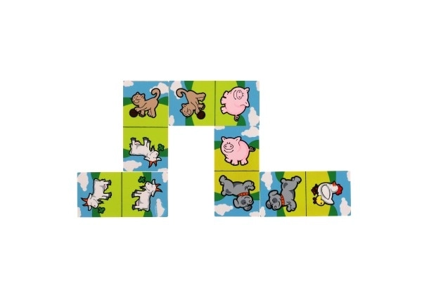 Domino Mes premiers animaux bois jeu de société 28pcs en boîte 17x9x3,5cm MPZ