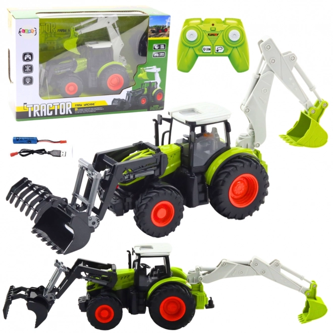 Tracteur amusant avec pelle rotative et excavatrice