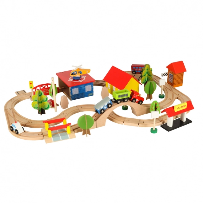 Ensemble de train en bois pour enfants 69 pièces