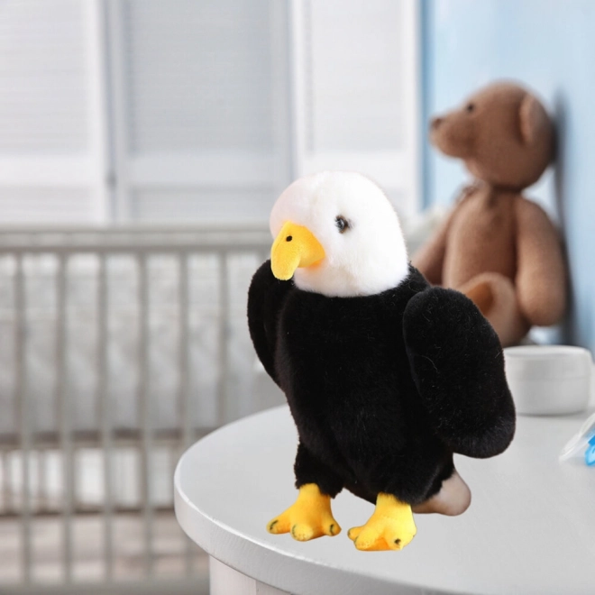 Aigle en peluche noir et blanc 25 cm