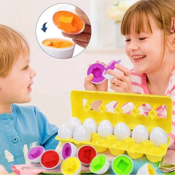 Œufs Montessori empilables WOOPIE - Combinez les formes et les couleurs