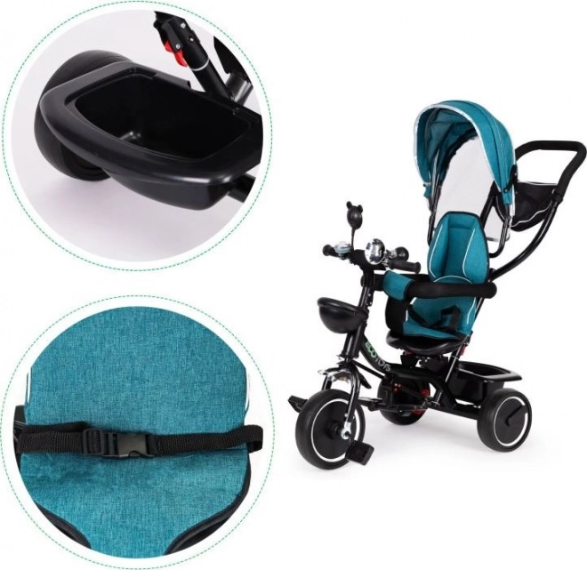 ECOTOYS Tricycle avec toit et barre de direction vert-bleu