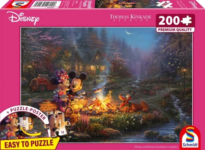 Puzzle SCHMIDT Mickey et Minnie: Romantique au feu 200 pièces
