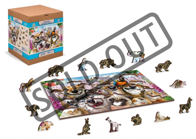 Wooden City Puzzle en Bois Animaux Fous 2-en-1, 200 Pièces ÉCO