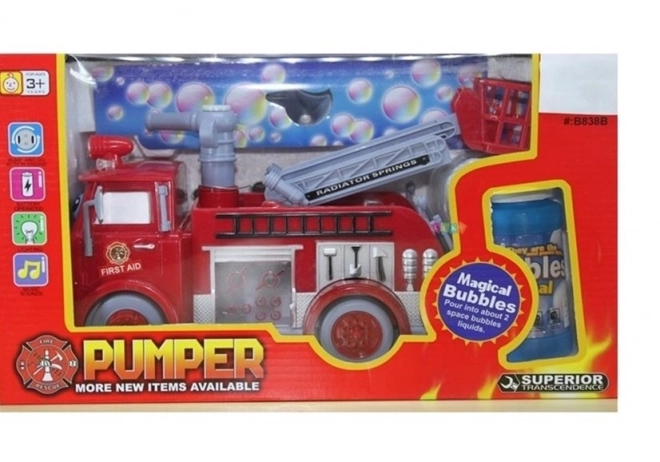 Camion de pompiers interactif avec bulles pour enfants