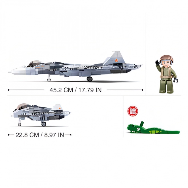 Sluban Model Bricks M38-B0986 Avion de chasse Su-57 2 en 1