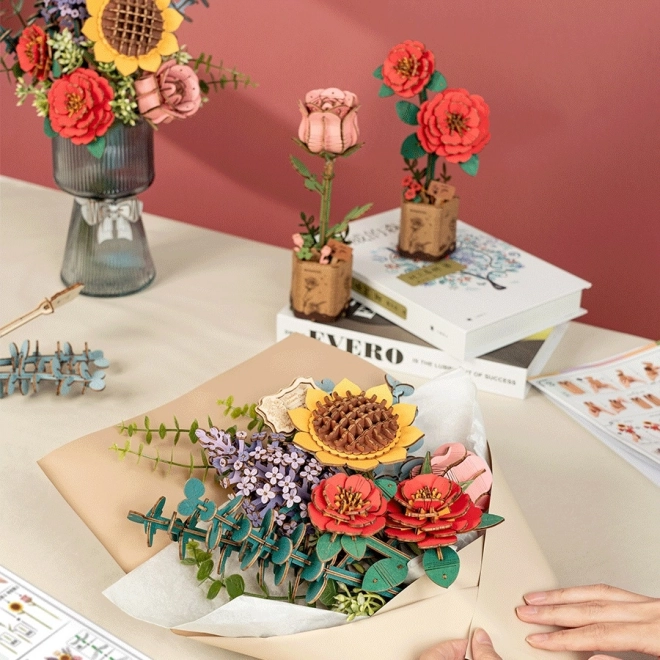 Puzzle 3D en bois bouquet de fleurs Rowood