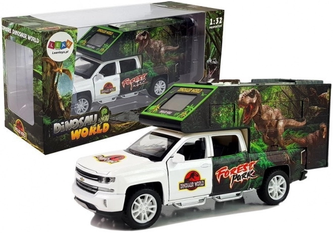 Caravane résidentielle avec dinosaures blanc