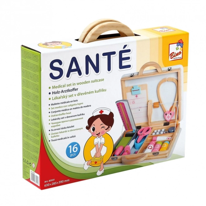 Bino Ensemble médical dans une valise en bois
