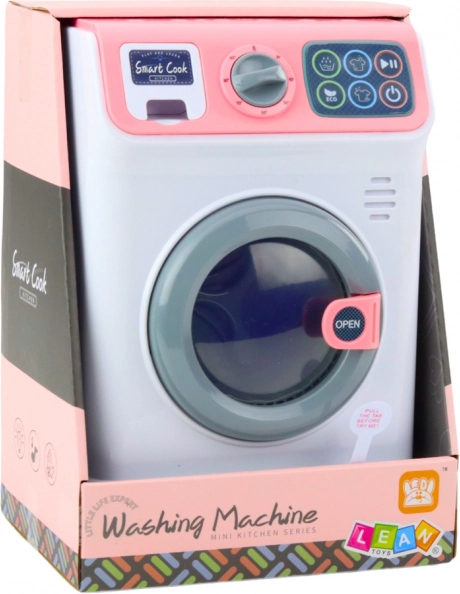 Jouet pour enfants lave-linge avec tambour rotatif blanc-rose