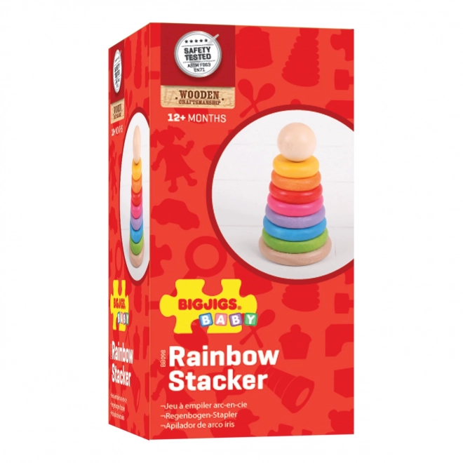 Jouet empilable en bois arc-en-ciel pour enfants