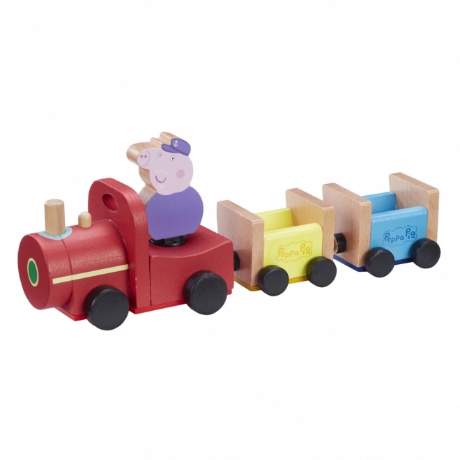 Train en bois Peppa Pig + figurine grand-père