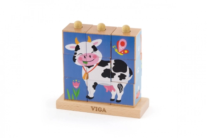 Cubes en bois 9 pcs - ferme