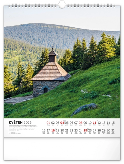 Calendrier mural NOTIQUE Balades dans le paysage tchèque 2025, 30 x 34 cm