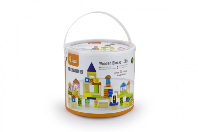 Jeu de construction en bois 75 blocs - ville