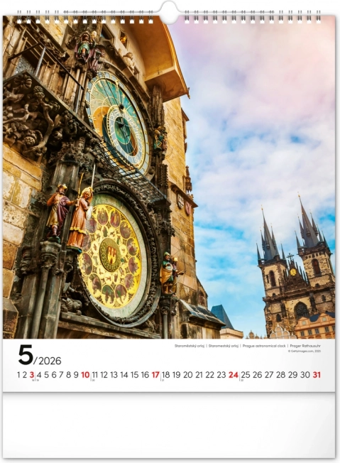 Calendrier mural Prague 2026