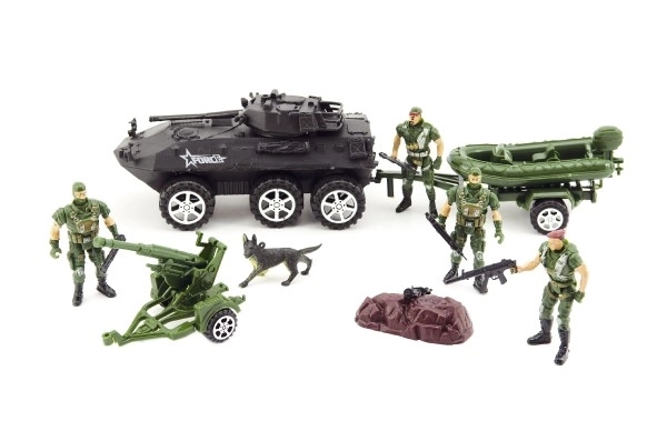 Ensemble de soldats et d'équipements militaires en plastique