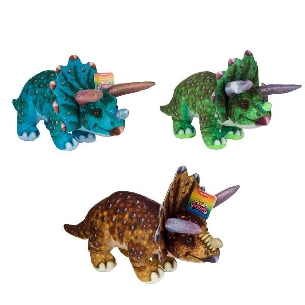 Dinosaure/Cératopsien peluche 38x15cm 3 couleurs 24m+