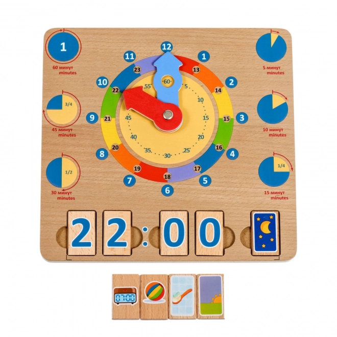 Lucy & Leo Apprenons les heures – planche éducative en bois