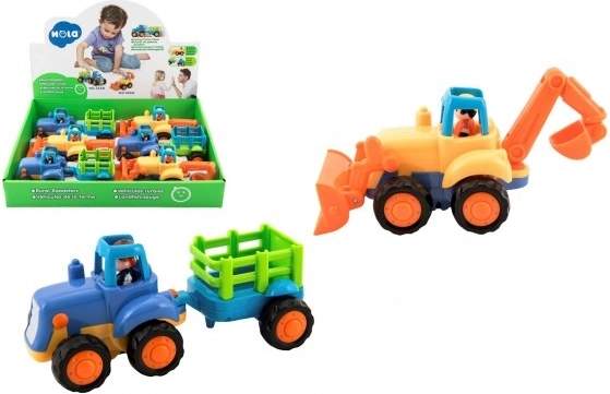 tracteur en plastique avec remorque à inertie 16 cm pour les tout-petits