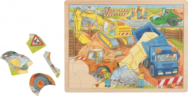 Goki puzzle en bois Sur le chantier 56 pièces