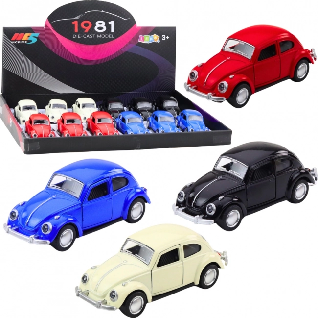 Voiture classique Coccinelle modèle en métal avec propulsion à friction 1:36