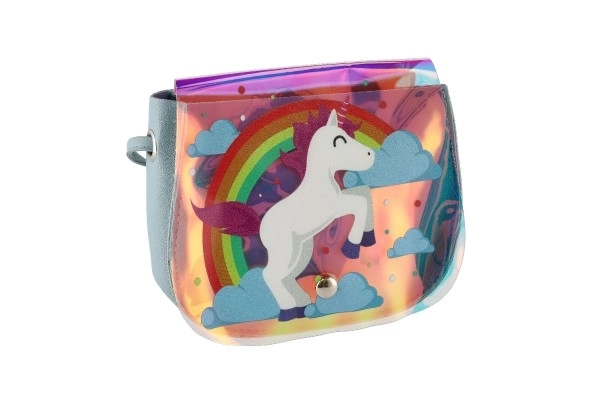 Sac arc-en-ciel licorne en plastique 4 couleurs dans un sachet 17x15x3cm